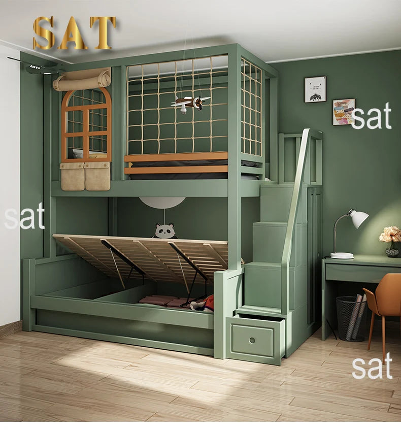 Nordic Modern Custom Master Double High Storage Luxury Design Wood Bunkbeds