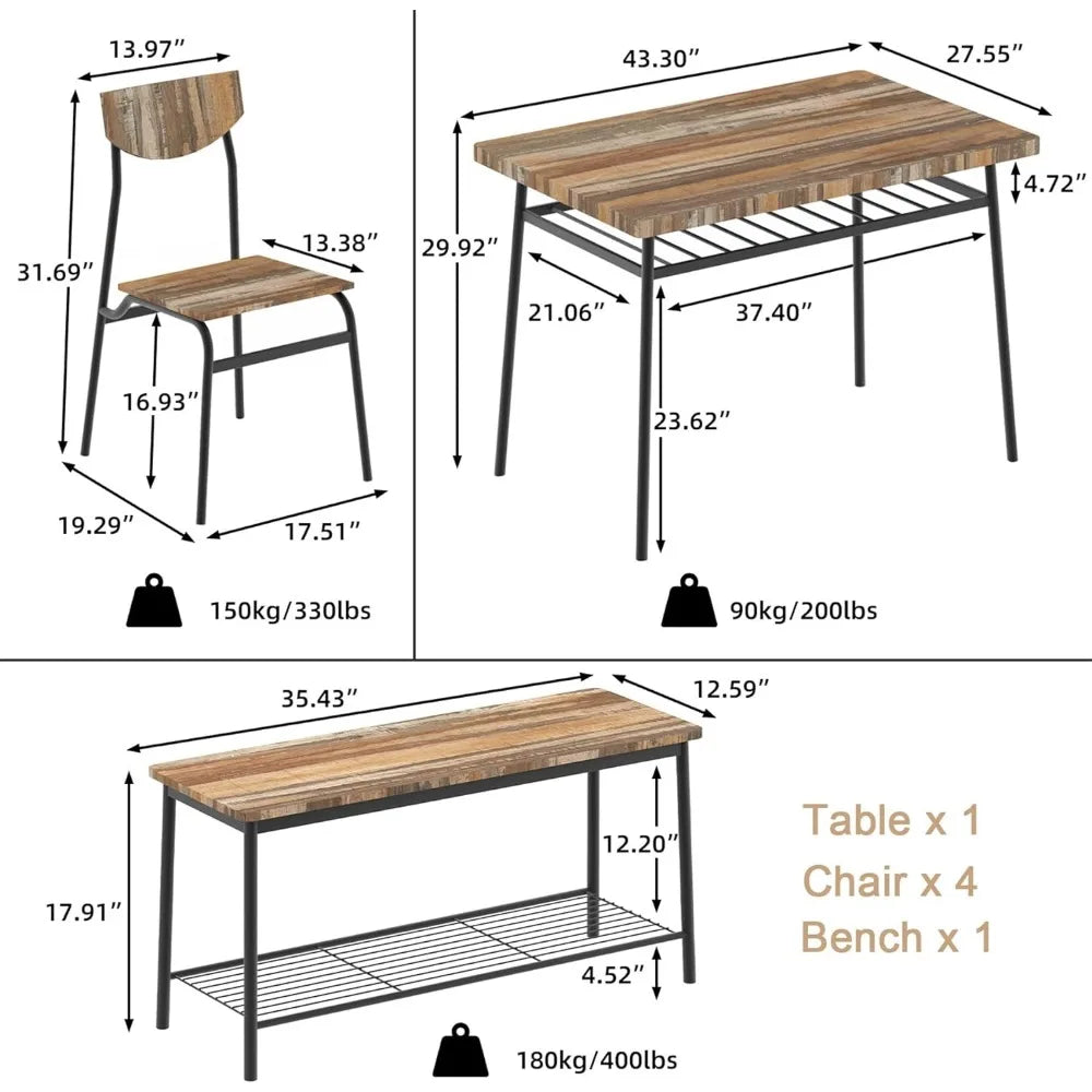 Table and Chairs for 6, Storage Rack for Home, 4 chairs