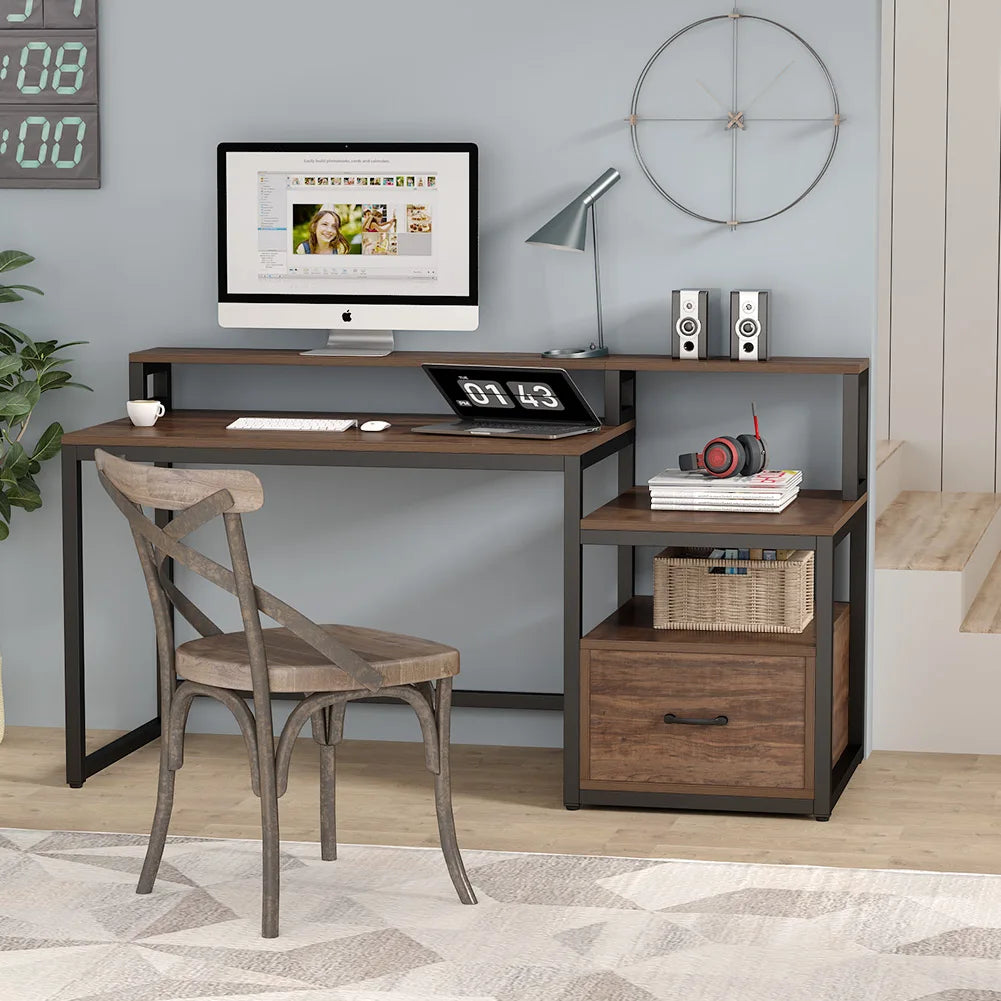 Computer Desk with Shelves, Vintage Table