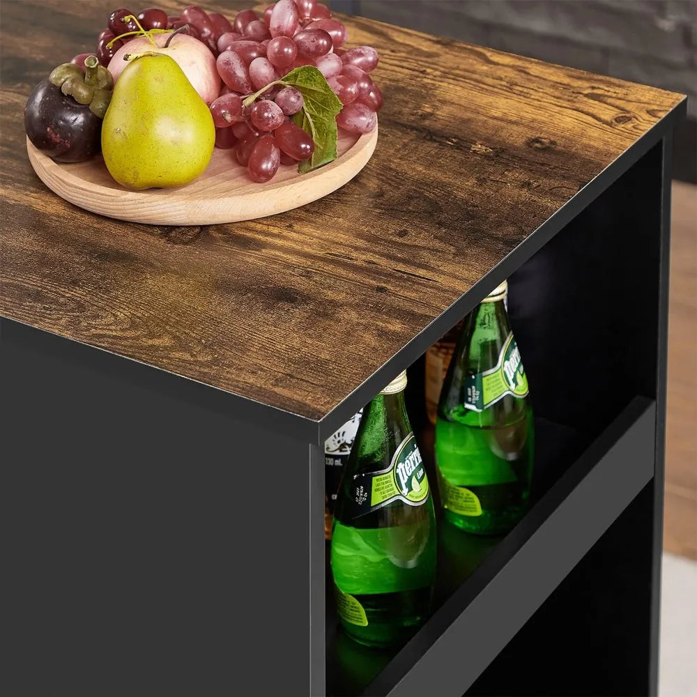 Small Bar, Breakfast Corner with Stools, Set for 2  Storage Shelves, Save Space