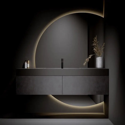 Italian Style Cabinet Smart Light Luxury Washbasin Cabinet Combination Solid Wood Wall Mounted Slate