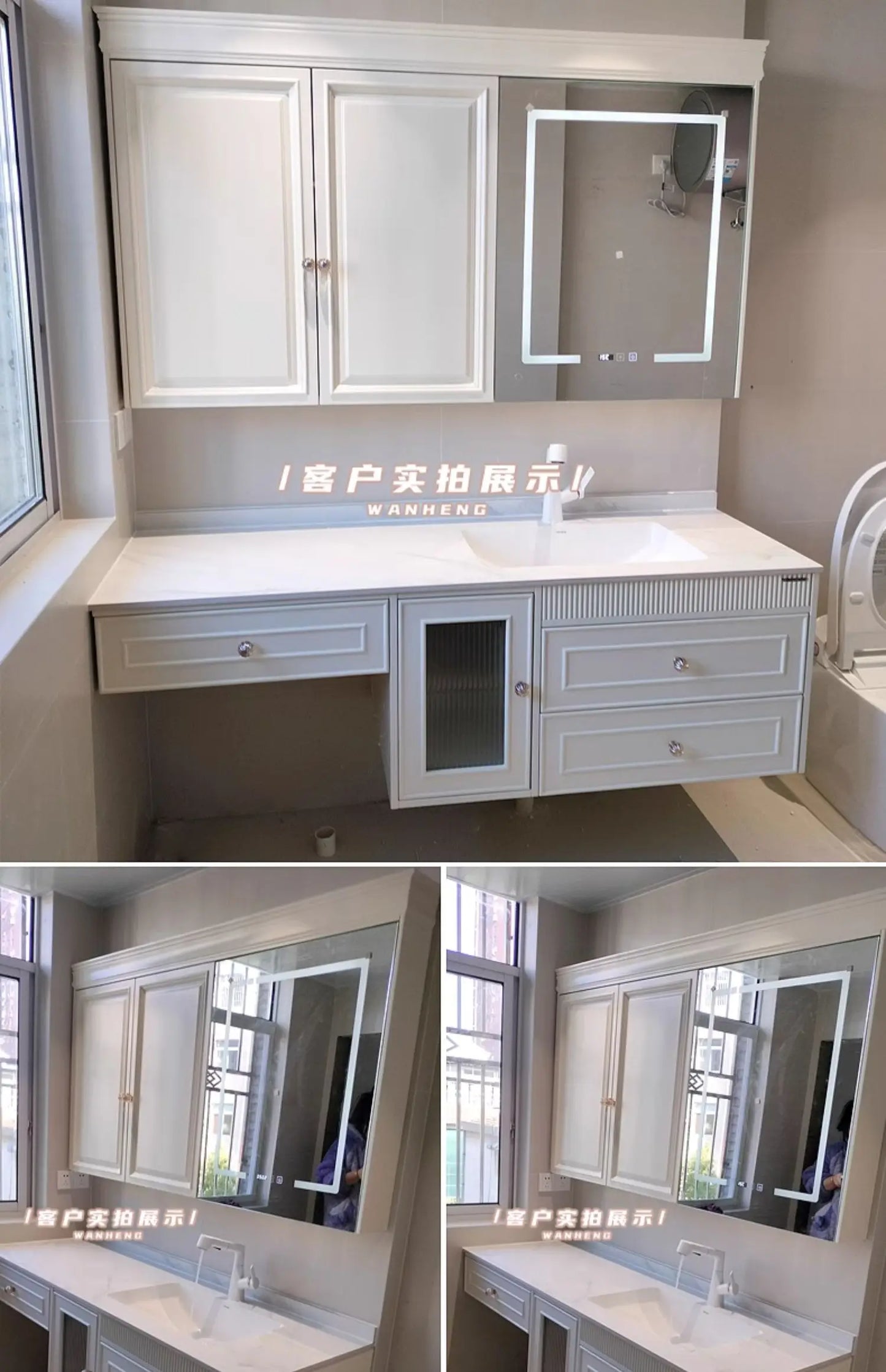 French Ceramic Vertical Vanity, Portable Toilet Wall Shelves Desk Storage Organizer, rock sinks cabinet