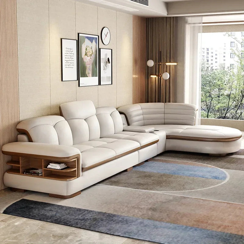 Modern Designer Genuine Leather Sofa, Reclining Sofa Corner Sectional