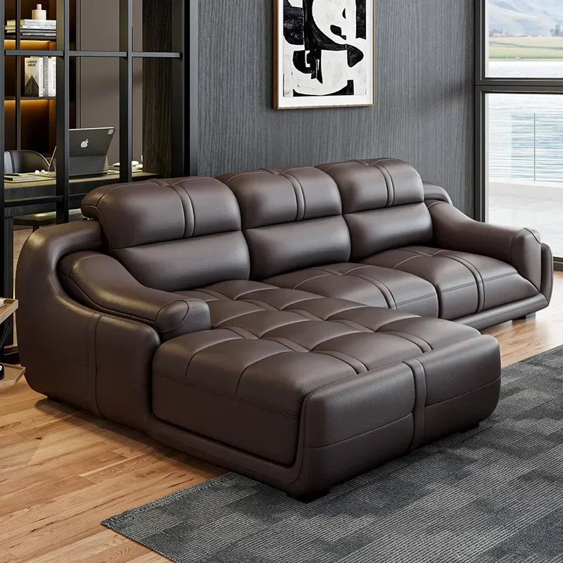 Nordic Modern Reclining Designer Large Wood  Brown Armrest design full set sofas