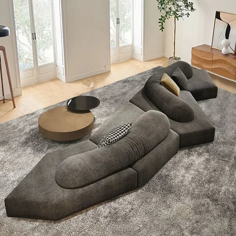 Nordic Apartment Luxury  Simple White modern Designer Sofas, Lazy Floor Loveseat