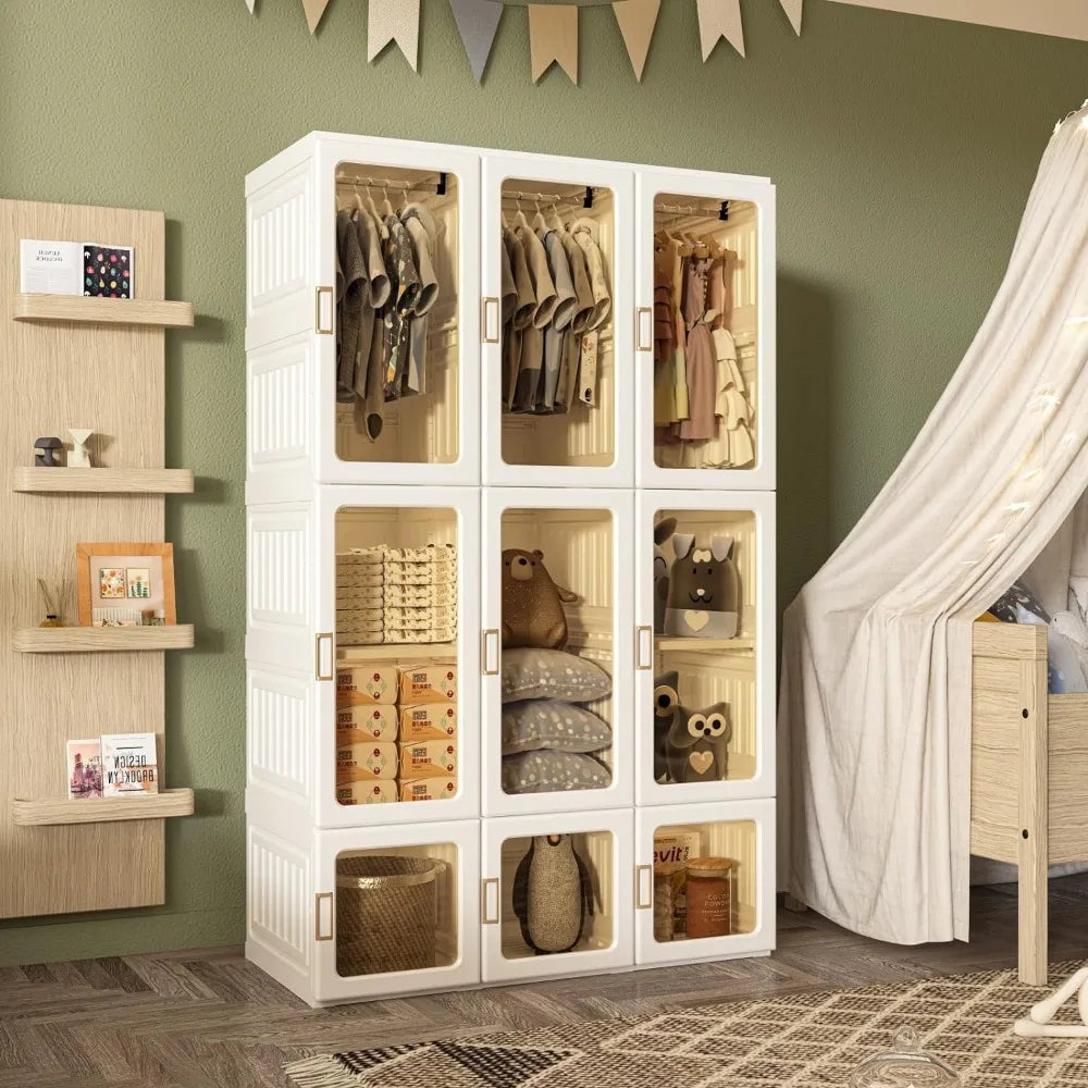 Portable Kids Closet - Wardrobe for Baby and Kids - Closet Organizer with Hanging Rod