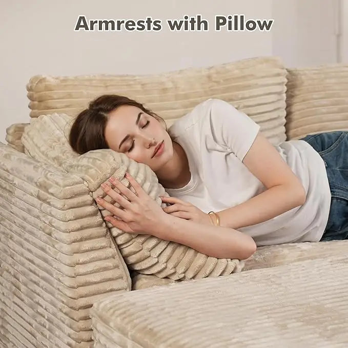 Convertible Sleeper Sofa, Luxury. Oversized, U-shaped Cloud, Deep Seat, Upholstered