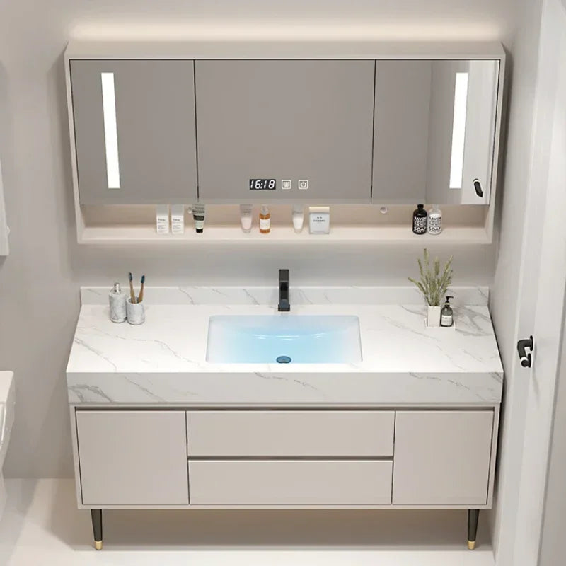 Entrance Make Up Organizer Narrow mirror vanity , washbasin cabinets