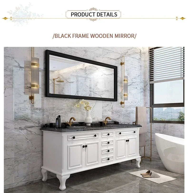 Solid Wood Armoire  Cabinet, Mirror Double Sink , Floor to ceiling Washbasin,
