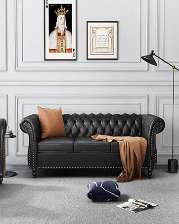 Mid-Century Modern Upholstered Velvet Nailhead Trim, 3 piece sectional sofa