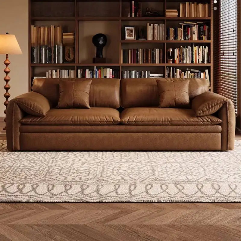 European Sofa Bed Brown Faux Leather. Italian Modern Sleeper Couch Chaise Lounge Small Canape Salon