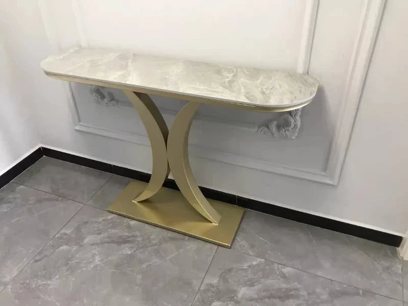Modern Light Luxury Slate Table Entrance Console  Wrought Iron Against The Wall Hallway Table