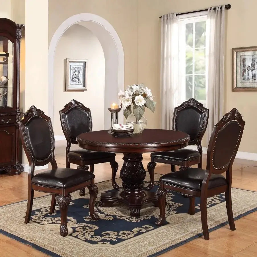 5pc  Set with 1 Classic Round Table & 4 side chairs