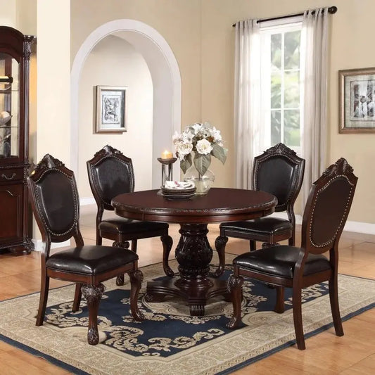 5pc  Set with 1 Classic Round Table & 4 side chairs
