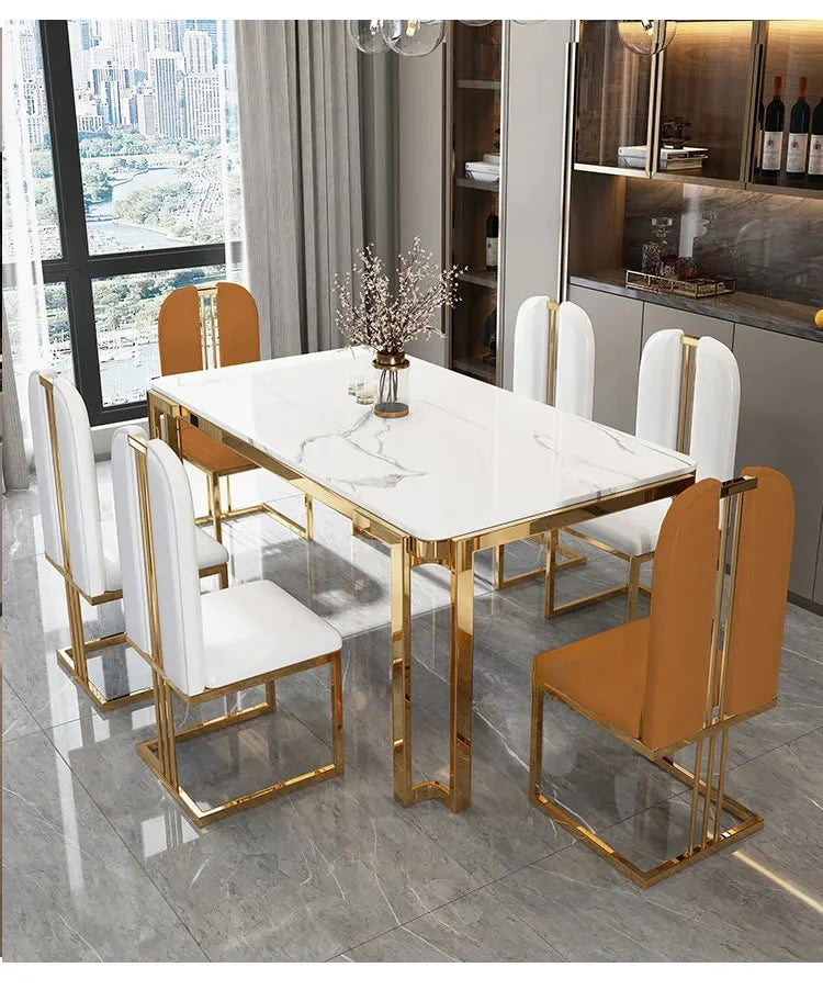 Nordic Unique Luxury Table Chairs Metal  Legs, Modern Rectangular design  .Space Saving