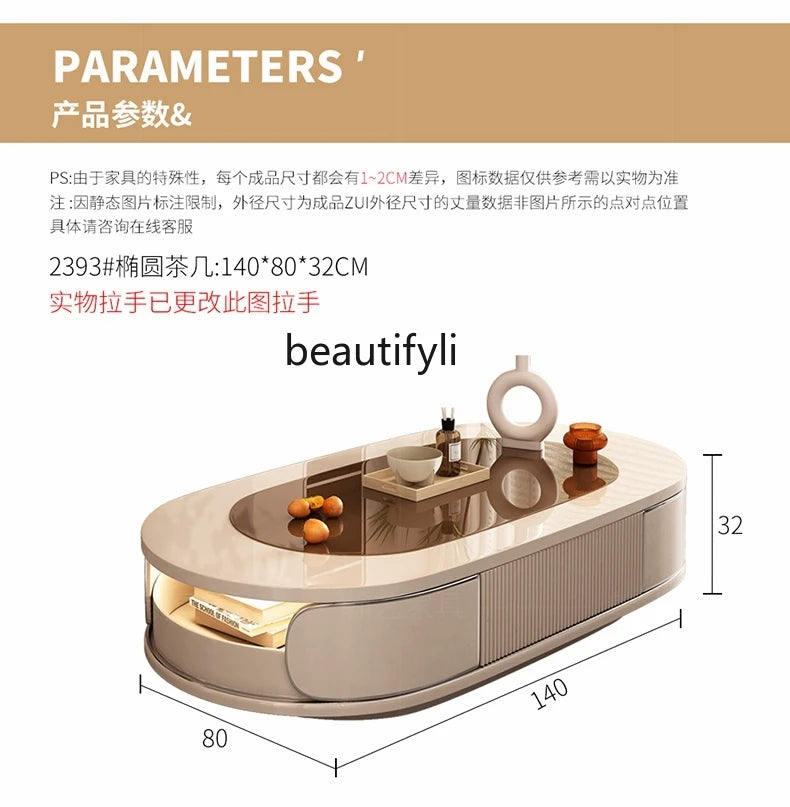 Simple oval drawer table, Creative coffee table ,small home designer high-end tea table