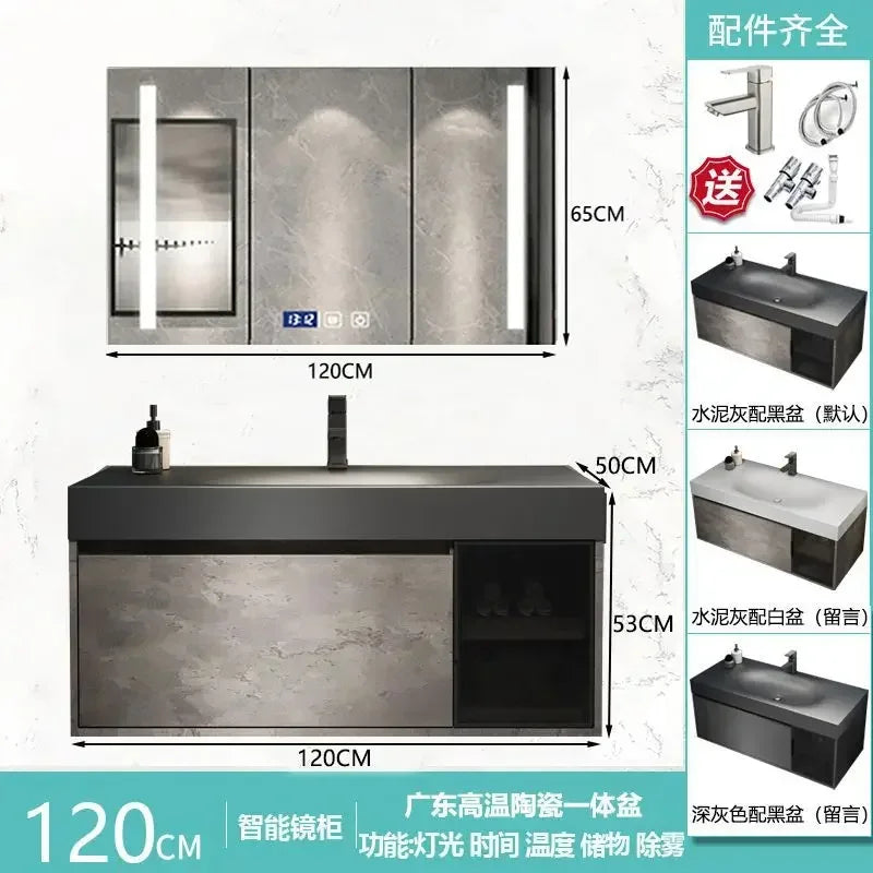 Rock Integrated Washbasin ,  Vanity Cabinets with Sink, Smart Modern mirror cabinet