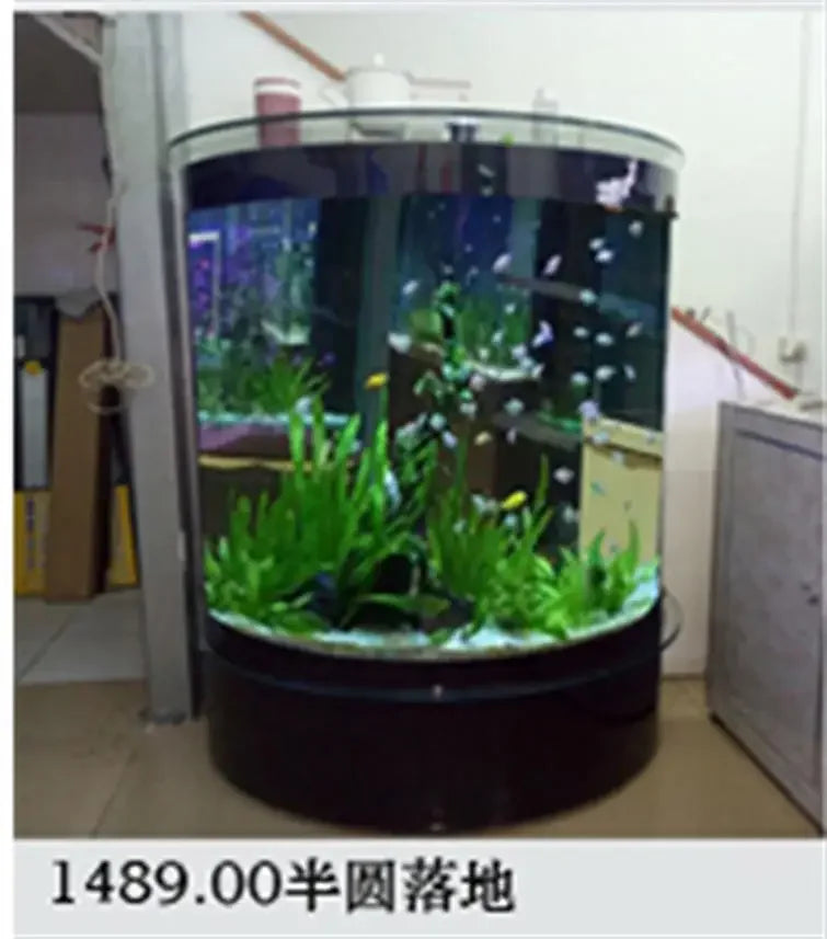 Household TV cabinet fish aquarium ,ultra white , glass table, water-free, double tank
