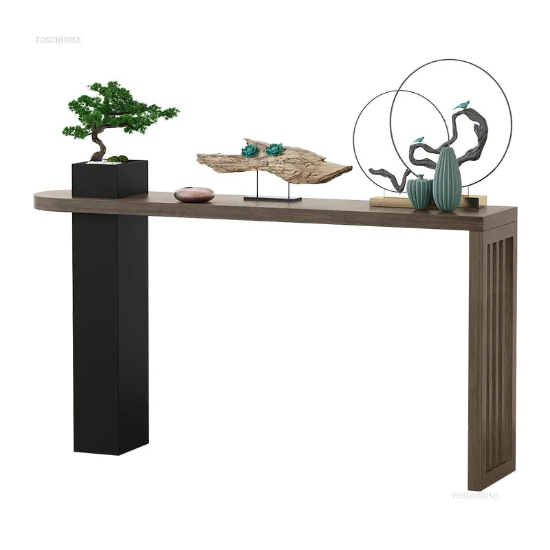 . 
Chinese Solid Wood Console Table, light, luxury, creative, narrow, hallway