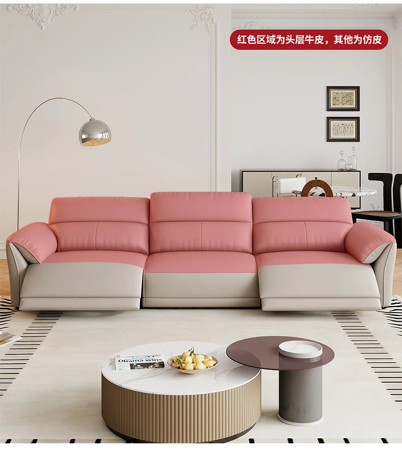 Minimalist Luxury Floor Recliner Sofa Bed modern 3 seater,genuine leather designer