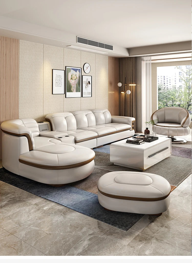 Modern Designer Genuine Leather Sofa, Reclining Sofa Corner Sectional