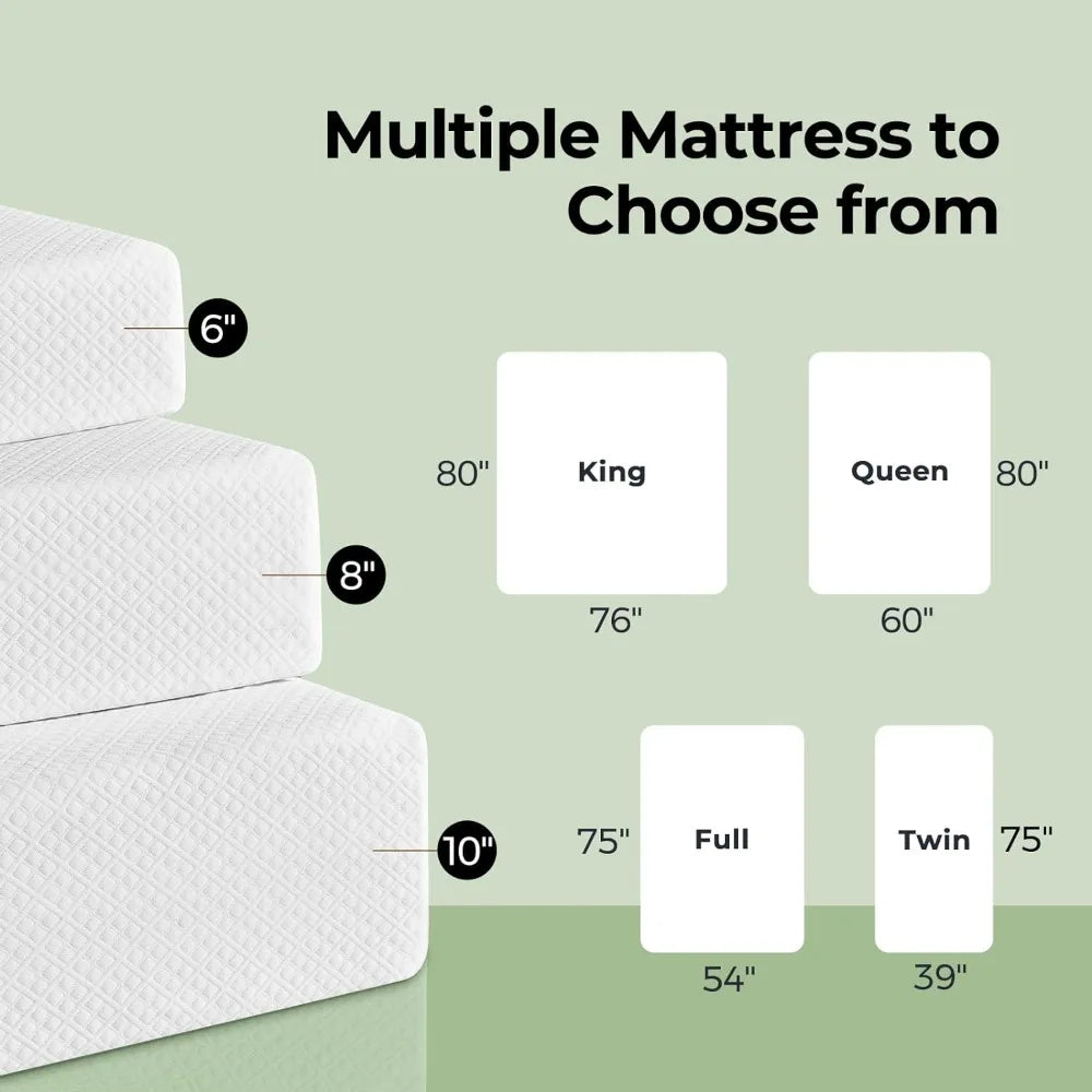 Queen Size Mattress, 8 Inch Gel Memory Foam , Fiberglass Free, Breathable