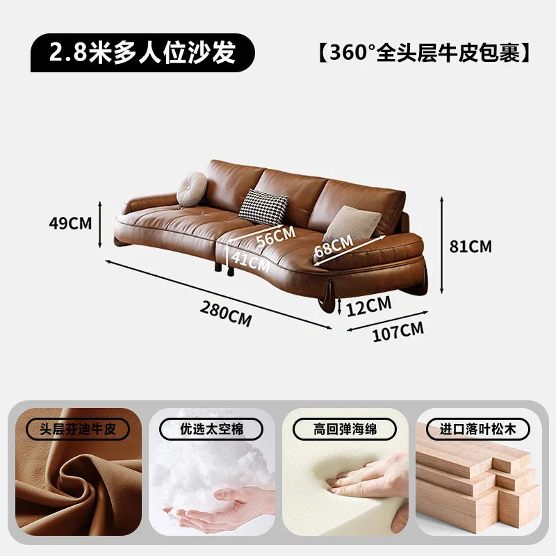 Italiano Brown Relax Unique Reclining Style  Hotel Designer Sofa