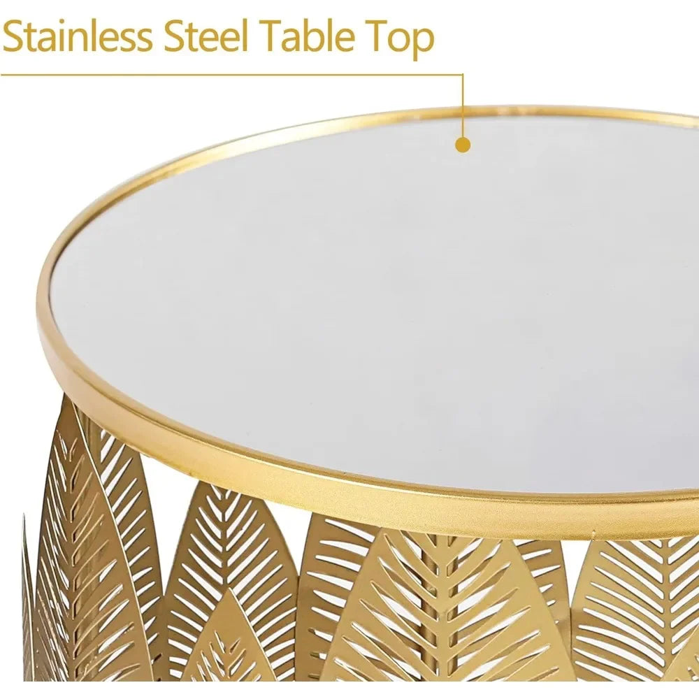 Set of 2, Gold Coffee Table, Round Nightstands