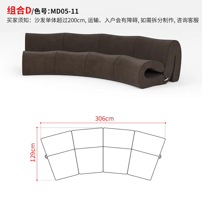 Villa European Sofa  and Ottoman  Large Adjustable Italian  Designer Curved Canape Salon