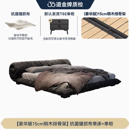 Big Wooden King Size Beds , Duvet  Waterproof, Gray, Luxury Backrest