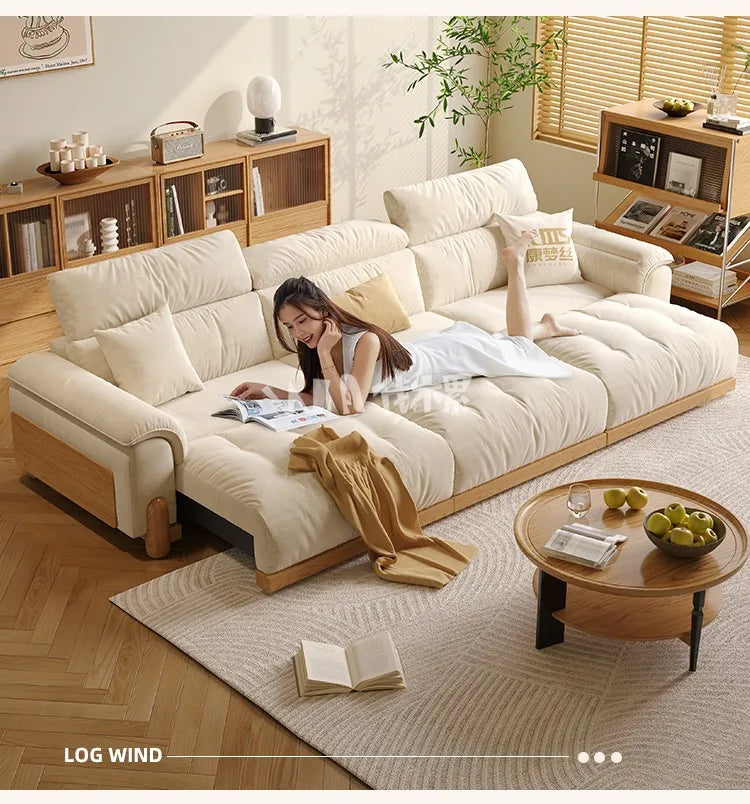 Japanese New Lazy  Simple Square Electric Designer Puffs Modern Solid Wood  Couches