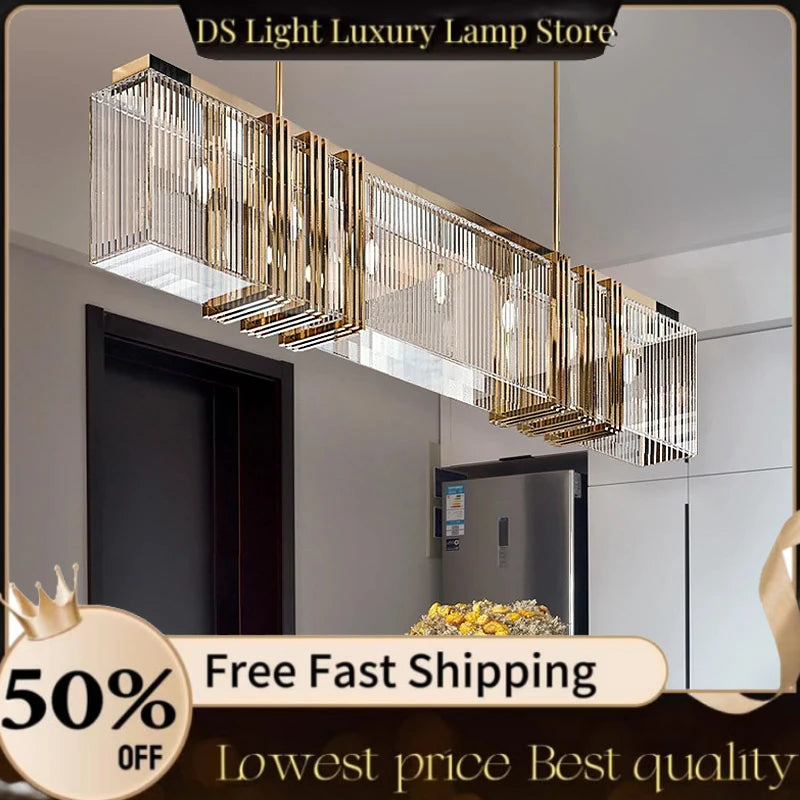 Nordic  Crystal Chandelier  Light, Luxury  Simple  Strip Light  Simple Hanging Interior Decoration Lamp