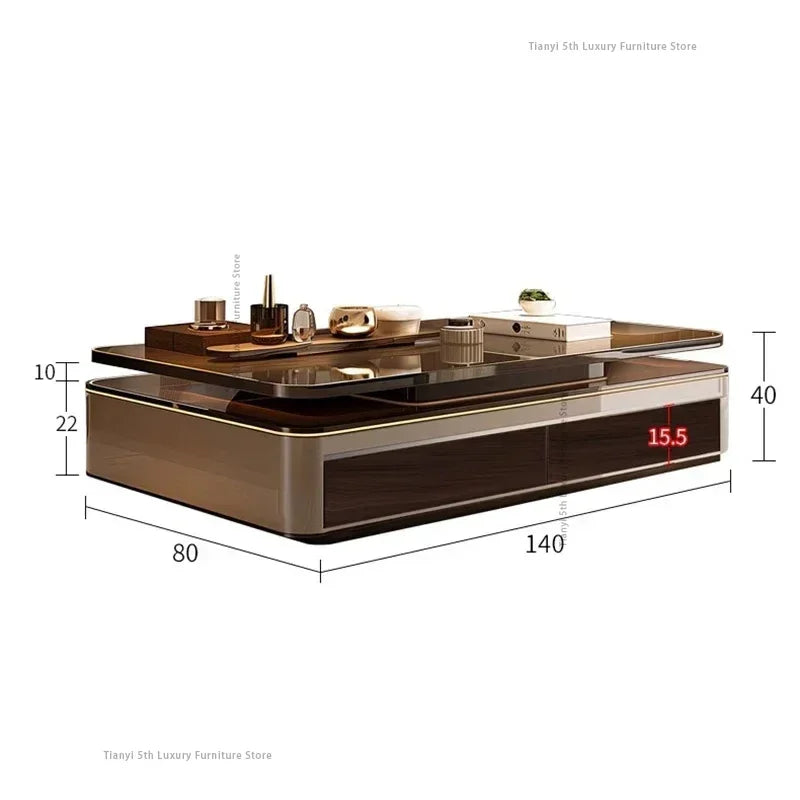 Nordic Modern Villa Luxury Design Glass Low Wooden Tables