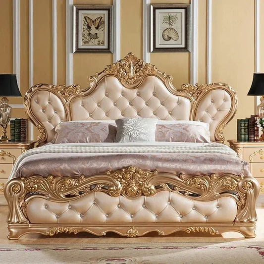 Nordic Modern Luxury Leather, Wood  Master Queen/ King  Bed  Multi-funizone