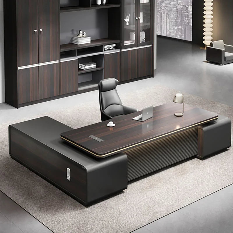 European  Modern Furniture Black wood, Floor Computer Desks corner  storage, standing  drawers,