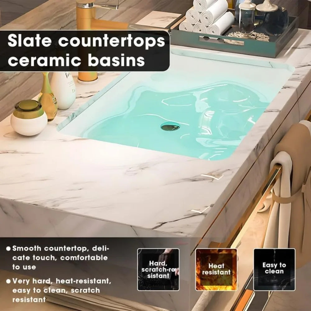 Floating Vanity w? sink, Metal Luxury Mounted Cabinet with Towel Hanger