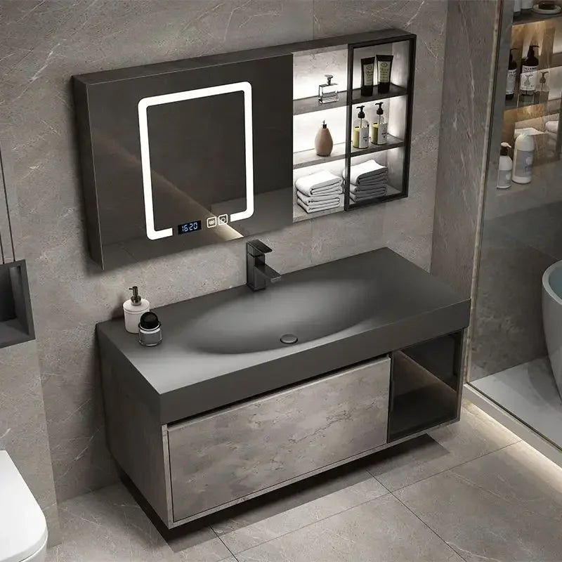 Rock Integrated Washbasin ,  Vanity Cabinets with Sink, Smart Modern mirror cabinet