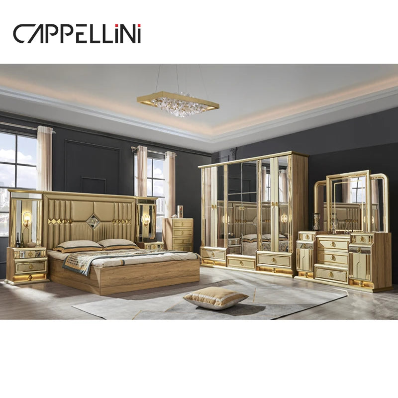 Villa  Master Room classic royal luxury King Double/ Queen Bed MDF Wooden  Bed Set