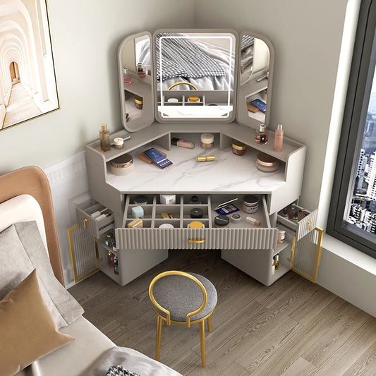 Luxury Solid Wood Dressing & Makeup Tables Modern Triangle Storage Combination Locker