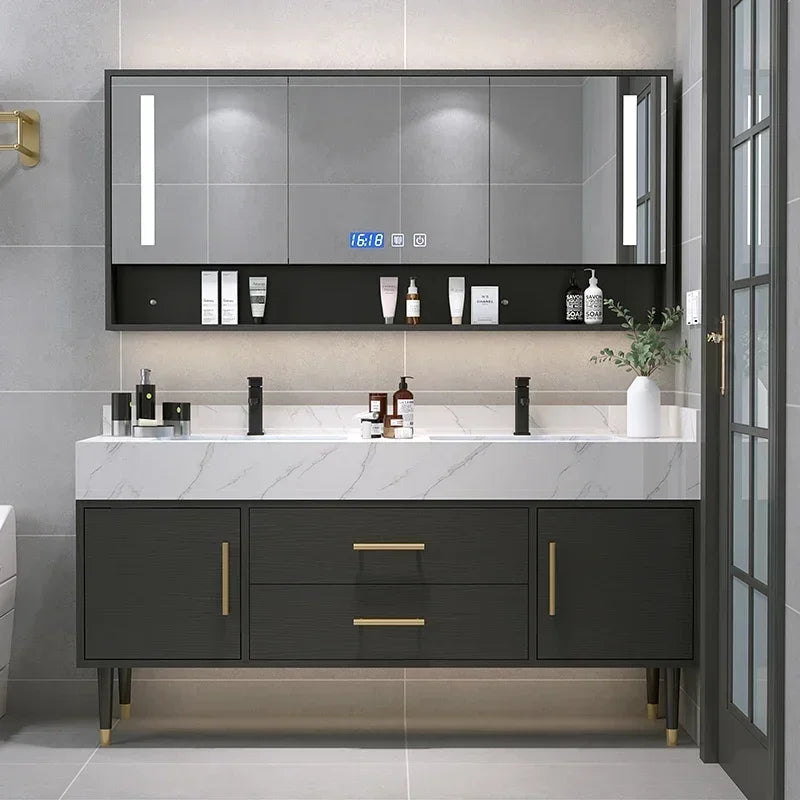 Modern Simple cabinet , Basin Washstand, Mirror Rock Plate Double