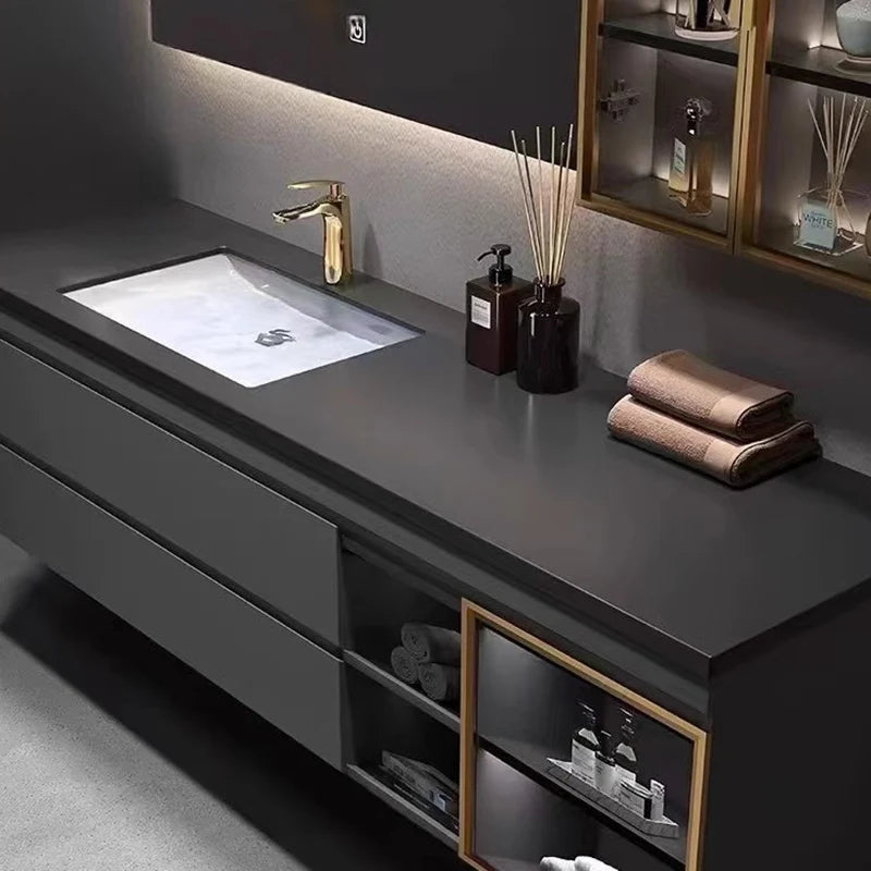 Rock Cabinet Modern, Narrow, Simple Corner Storage Cabinet Organizer  Mirror Vanity Unit Luxury Wall Shelves