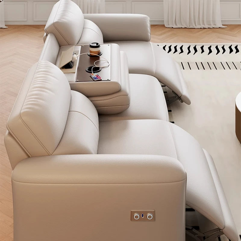 Minimalist Luxury Floor Recliner Sofa Bed modern 3 seater,genuine leather designer