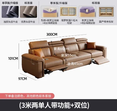 Nordic Large Luxury Brown Back Support Sofa, Designer Recliner lounge sofa (Copy)