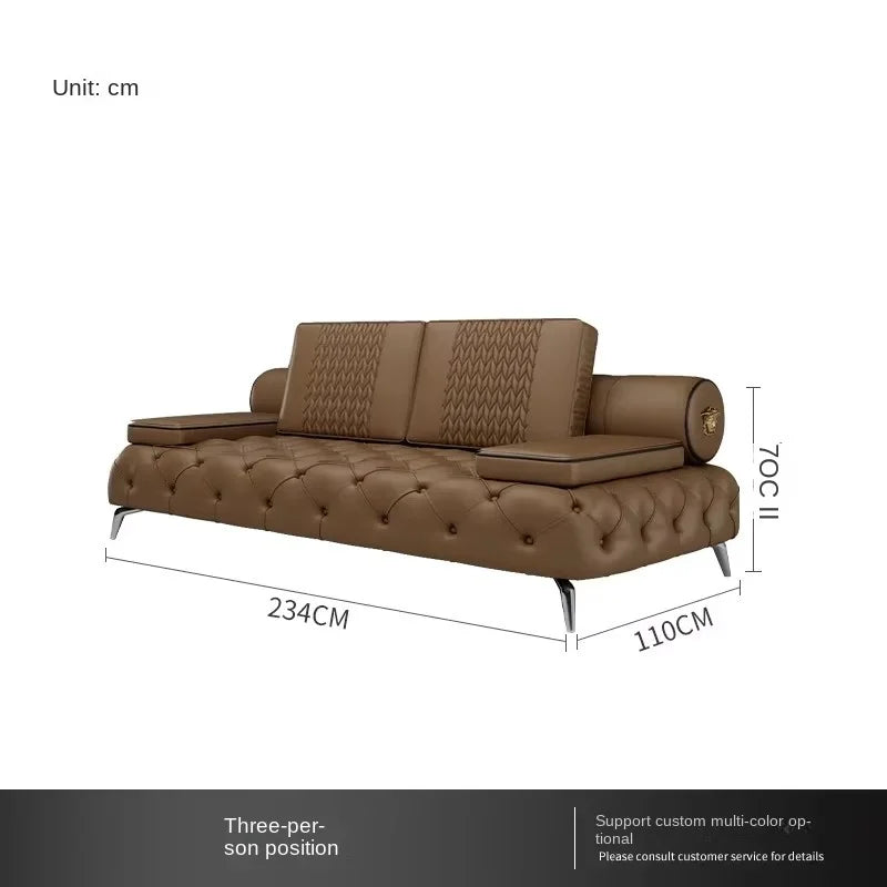 Nordic European Brown Wood Large Armrest filler Modern  Luxury  Floor Salon  Recliner