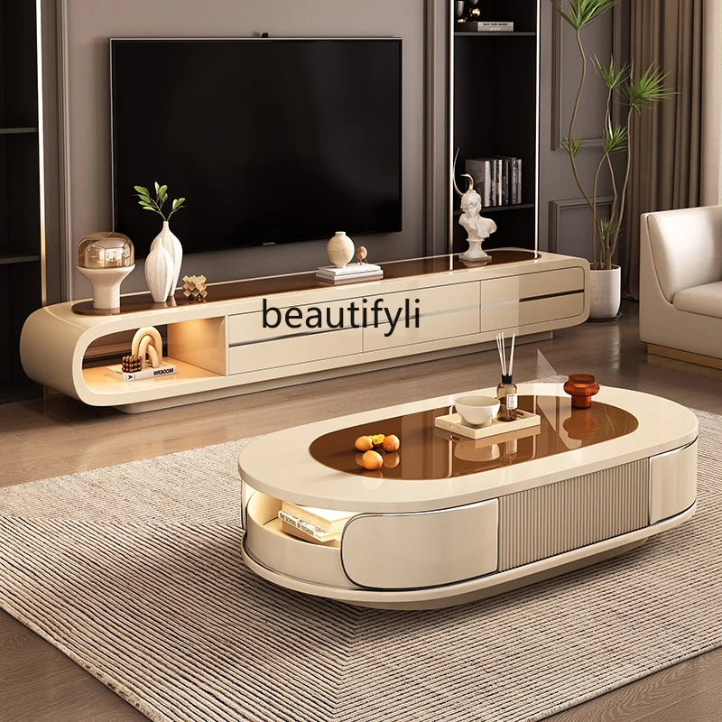 Simple oval drawer table, Creative coffee table ,small home designer high-end tea table