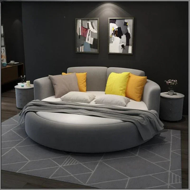 Minimalist European Master Large Modern Fabric Princess Double Bed