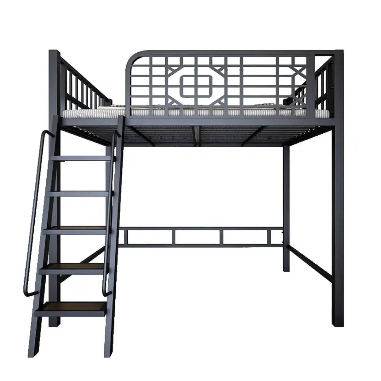 New Chinese-style loft Children's iron bed  frame elevated  upper floor