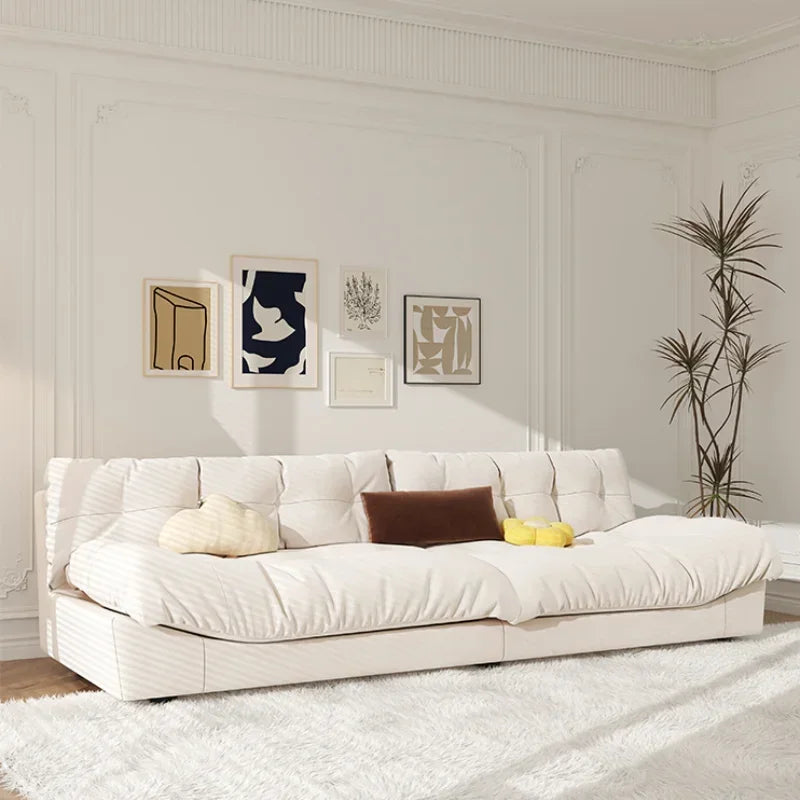 Minimalist Light Luxury Cream Clouds  Straight Comfort Sofa Bed Xxl