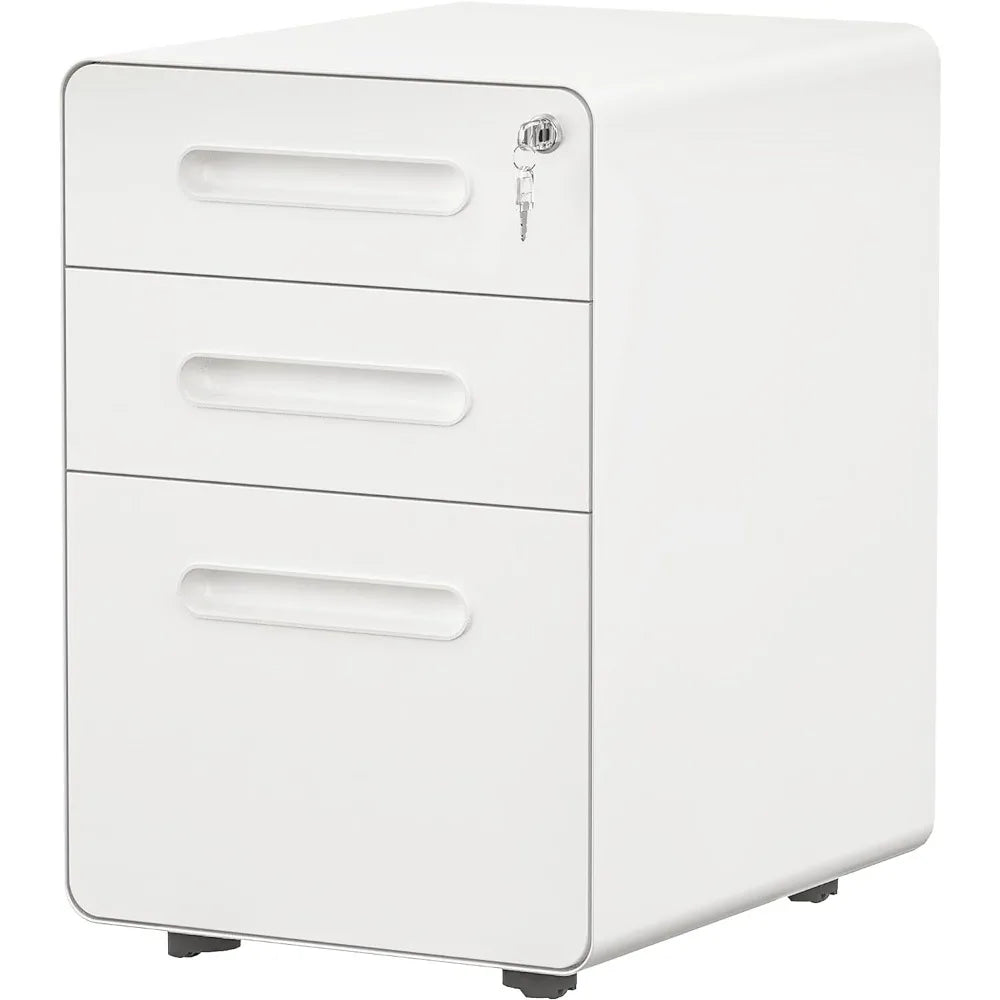 Metal File Cabinet, 3 drawers, rolling, lock, mobile,