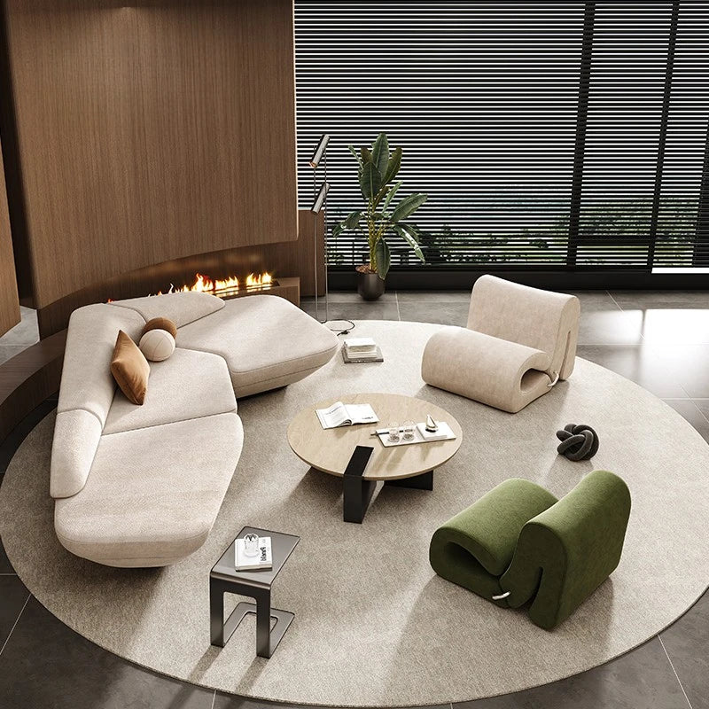 Reception Corner Aesthetics Curved Cute Luxury Leisure Sofa , Office Designer Art
